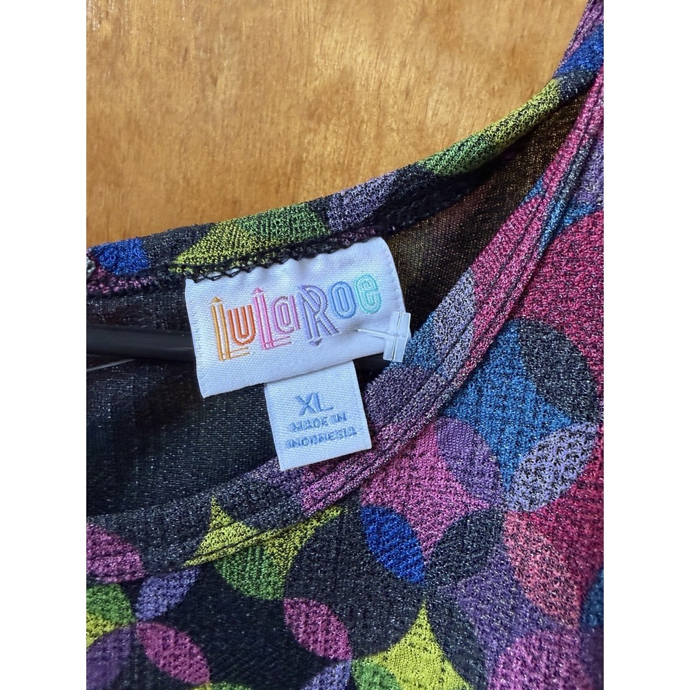 LuLaRoe Amelia Dress XL NWT Colorful Geometric Pleated Fit Flare Pockets Zip - Picture 5 of 5